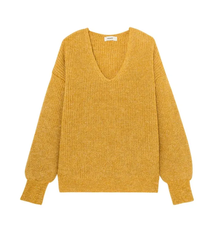 Women VNeck Ribbed Jumper 8211 Yellow Promod Jumpers And Cardigans Women VNeck Ribbed Jumper 8211 Yellow Promod Jumpers And Cardigans