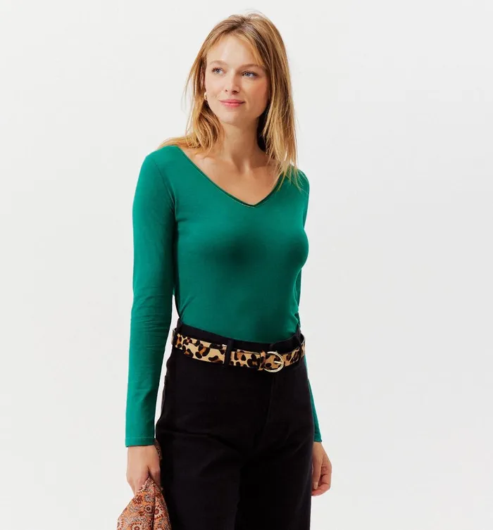 Women VNeckline Top 8211 Emerald Green Promod Tops