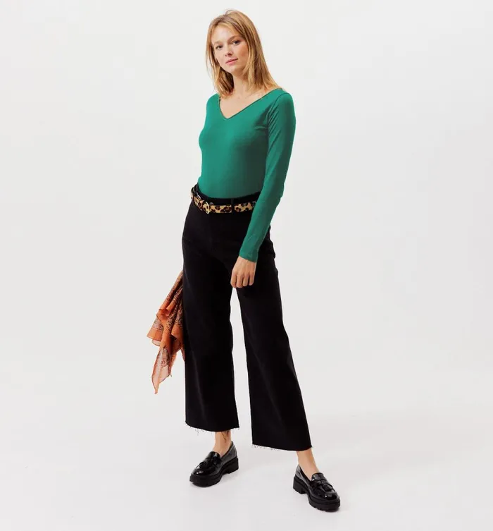 Women VNeckline Top 8211 Emerald Green Promod Tops Women VNeckline Top 8211 Emerald Green Promod Tops
