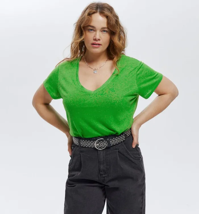 Women VNeckline Top 8211 Green Promod Tops