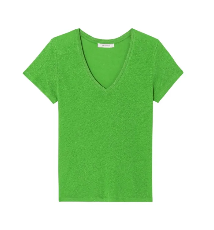 Women VNeckline Top 8211 Green Promod Tops Women VNeckline Top 8211 Green Promod Tops