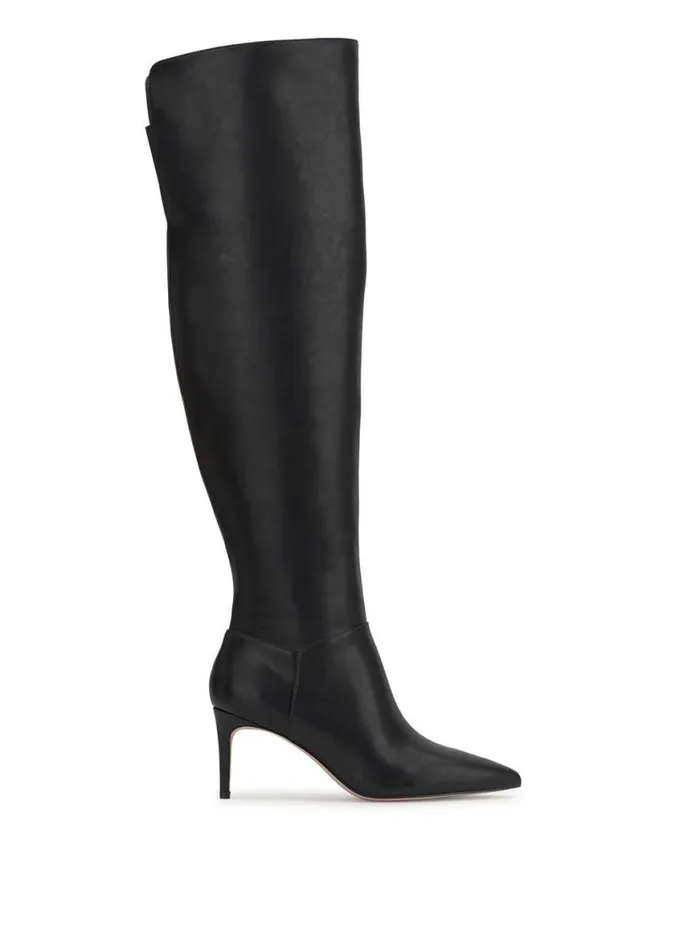 Women Verity Stiletto Boot In Black Leather Jessica Simpson Boots and Booties