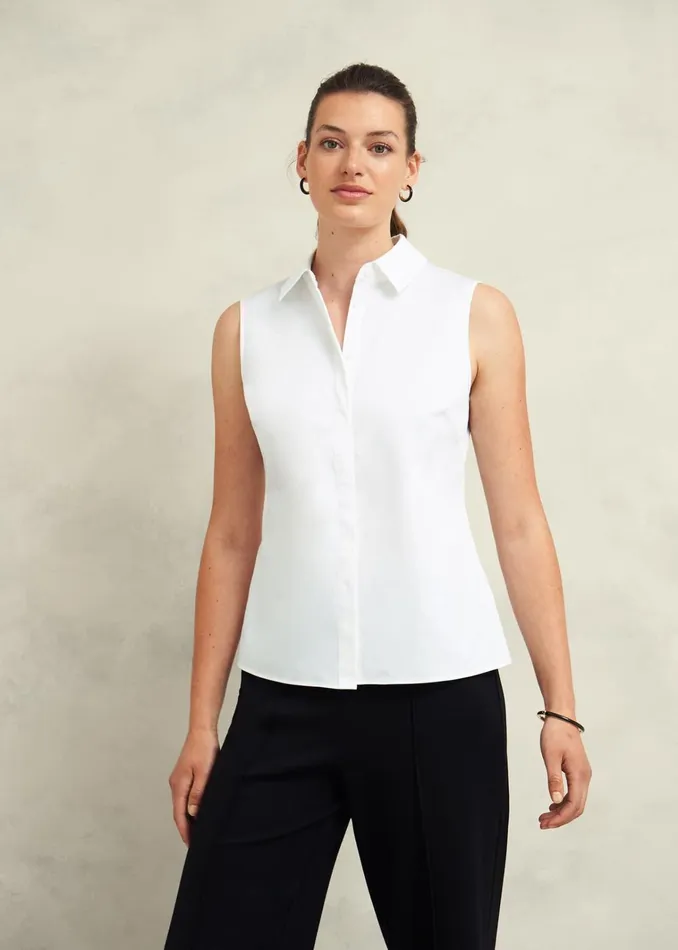 Women Vic Sleeveless Shirt White Hobbs Tops