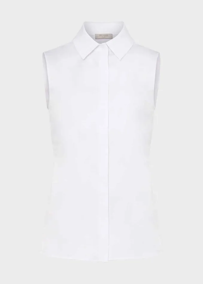 Women Vic Sleeveless Shirt White Hobbs Tops