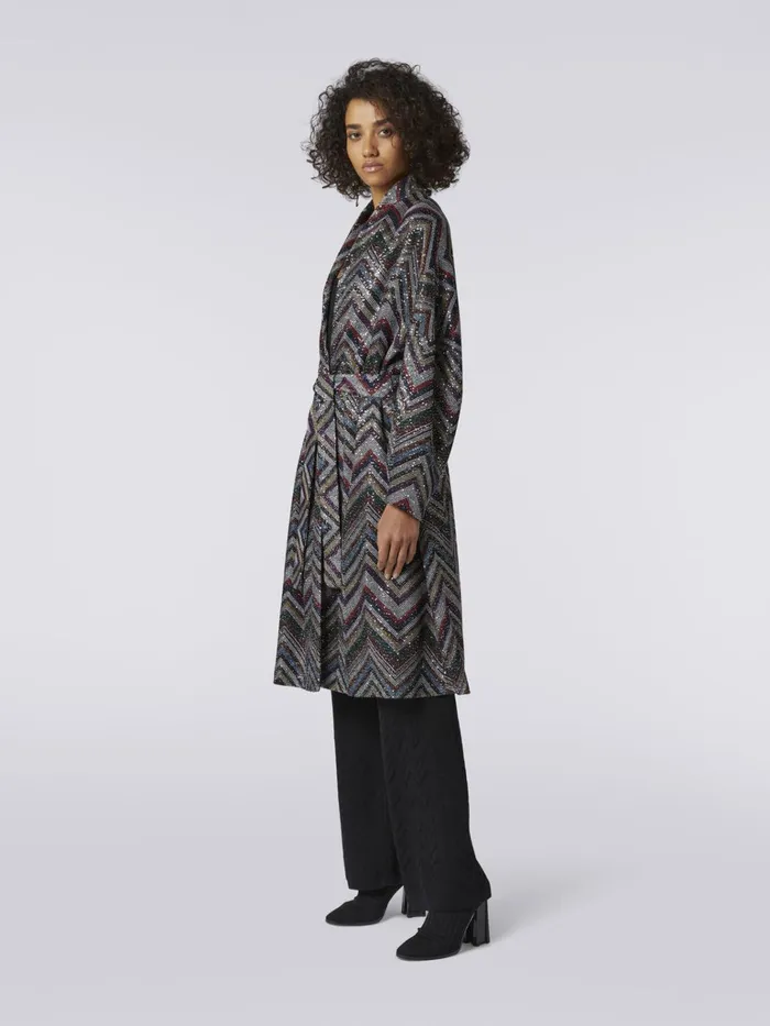 Women Viscose Blend Chevron Coat With Sequins Multicoloured Missoni Coats and Jackets Women Viscose Blend Chevron Coat With Sequins Multicoloured Missoni Coats and Jackets