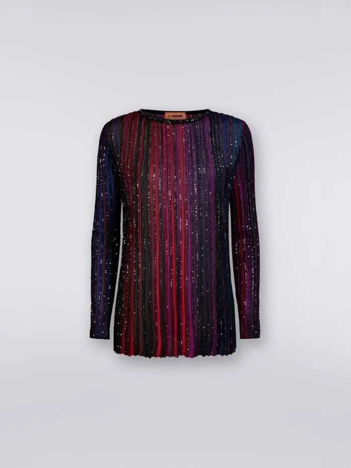 Women Viscose Blend CrewNeck Pullover With Sequins Multicoloured Missoni Tshirts And Tops Women Viscose Blend CrewNeck Pullover With Sequins Multicoloured Missoni Tshirts And Tops