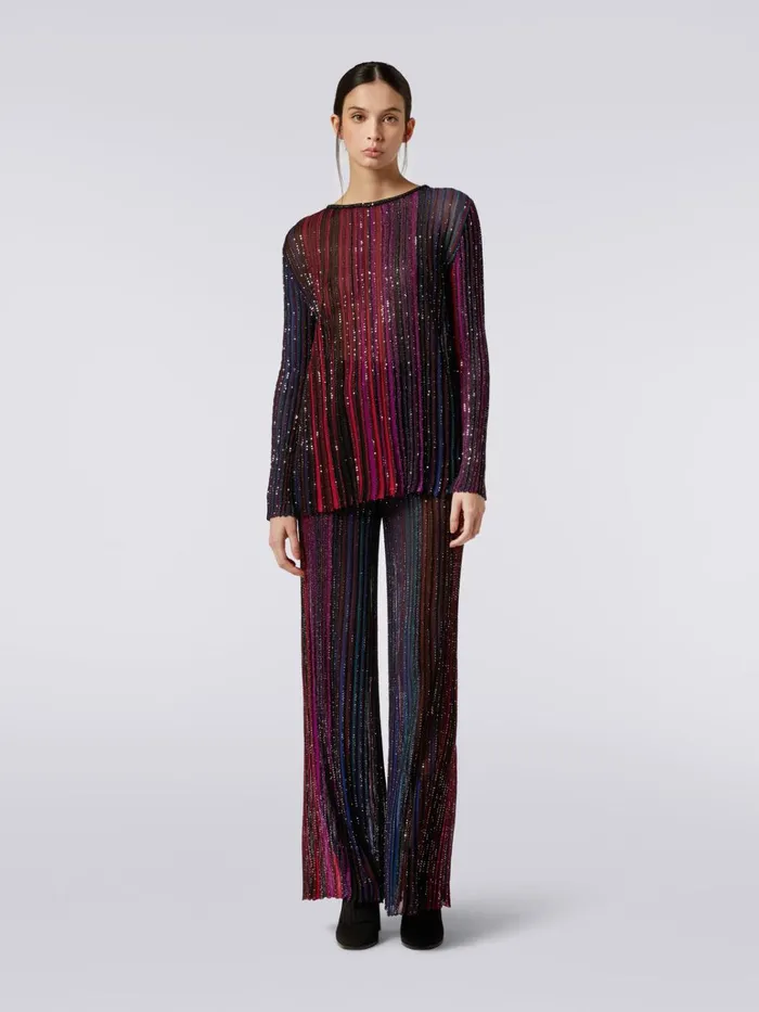 Women Viscose Blend CrewNeck Pullover With Sequins Multicoloured Missoni Tshirts And Tops Women Viscose Blend CrewNeck Pullover With Sequins Multicoloured Missoni Tshirts And Tops