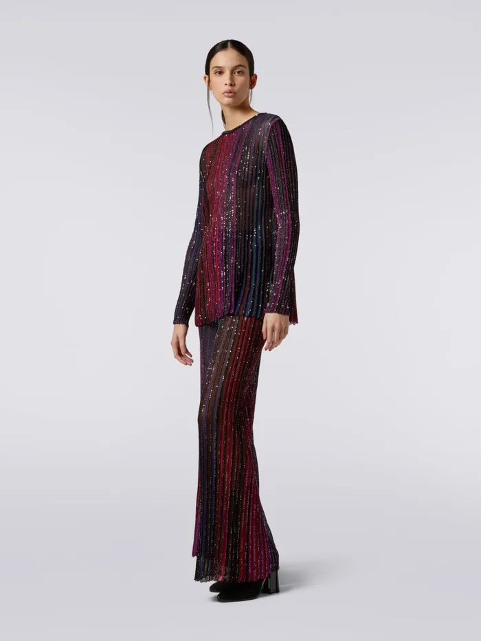 Women Viscose Blend CrewNeck Pullover With Sequins Multicoloured Missoni Tshirts And Tops Women Viscose Blend CrewNeck Pullover With Sequins Multicoloured Missoni Tshirts And Tops