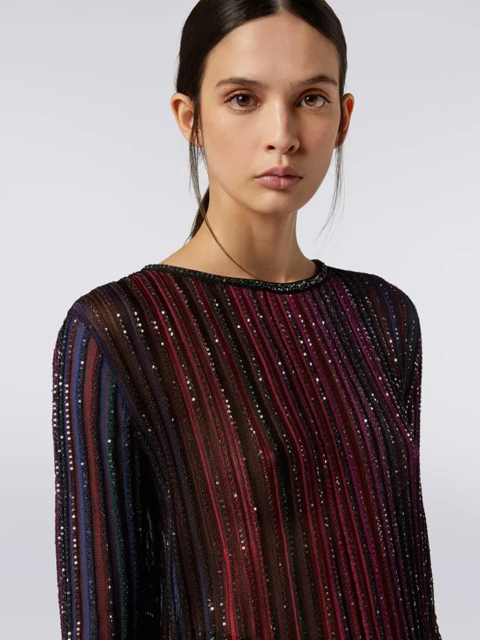 Women Viscose Blend CrewNeck Pullover With Sequins Multicoloured Missoni Tshirts And Tops Women Viscose Blend CrewNeck Pullover With Sequins Multicoloured Missoni Tshirts And Tops