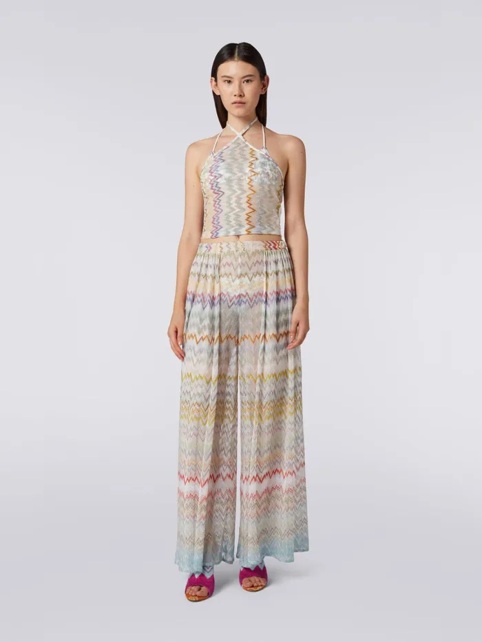 Women Viscose Blend Palazzo Trousers With Lam Multicoloured Missoni Beachwear