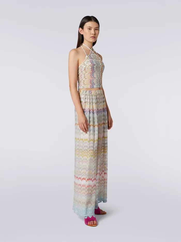 Women Viscose Blend Palazzo Trousers With Lam Multicoloured Missoni Beachwear