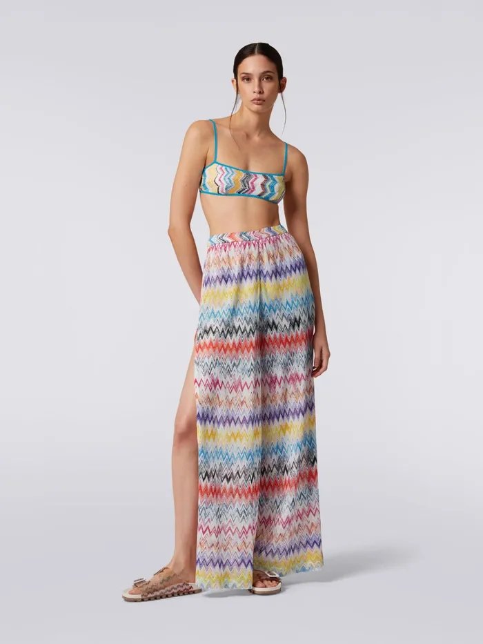 Women Viscose Cover Up Trousers With Side Slit Multicoloured Missoni Beachwear