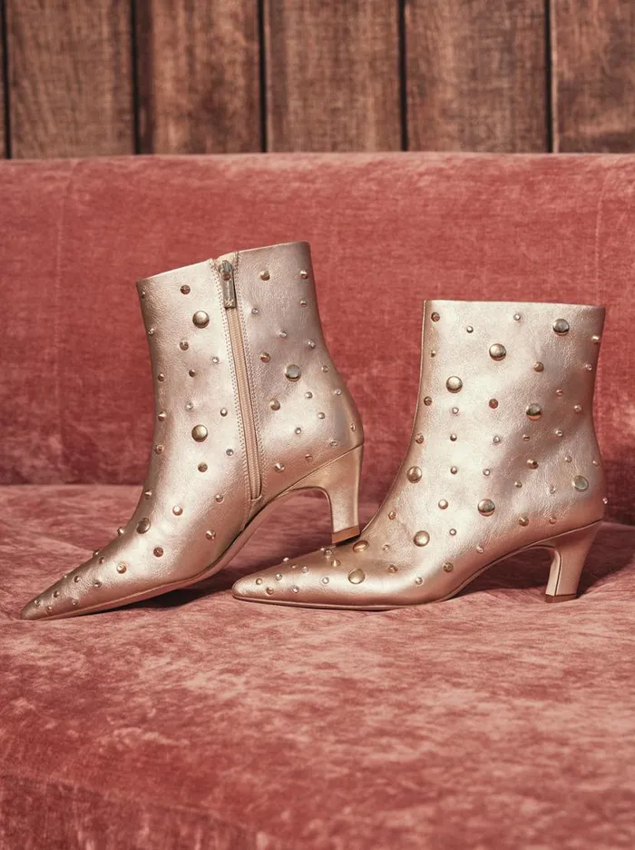 Women Viviana Kitten Heel Bootie In Gold Jessica Simpson Boots and Booties