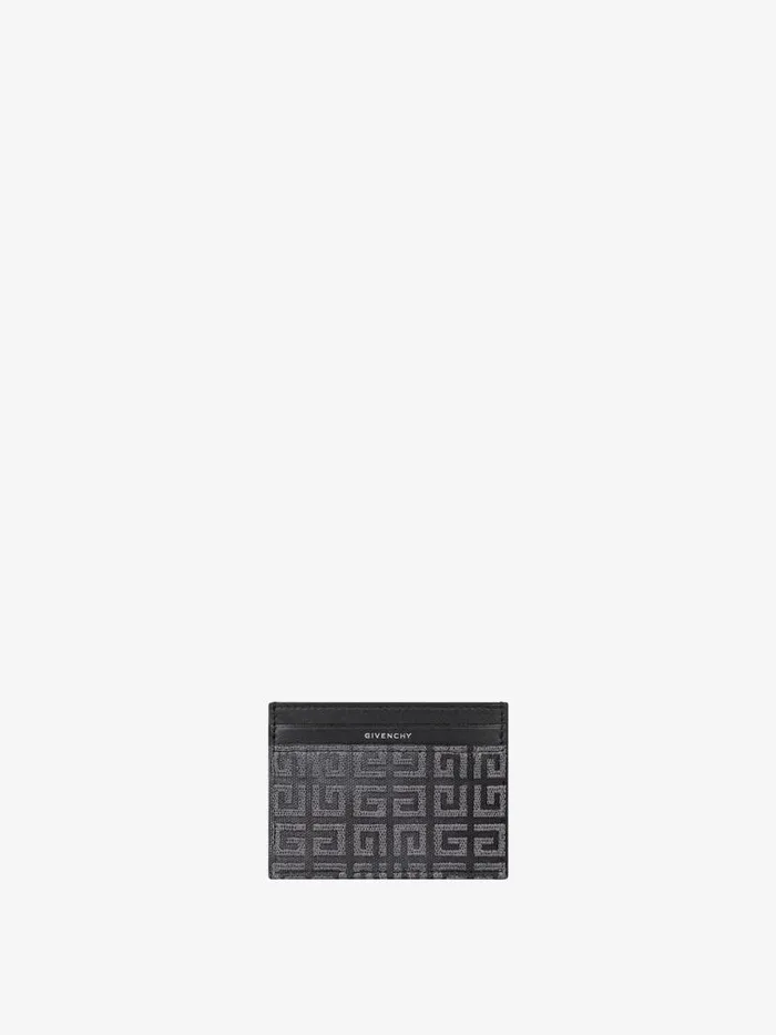 Women Wallets and Card Holders Givenchy GCut Card Holder In 4G Lurex Embroidery And Leather Dark Grey