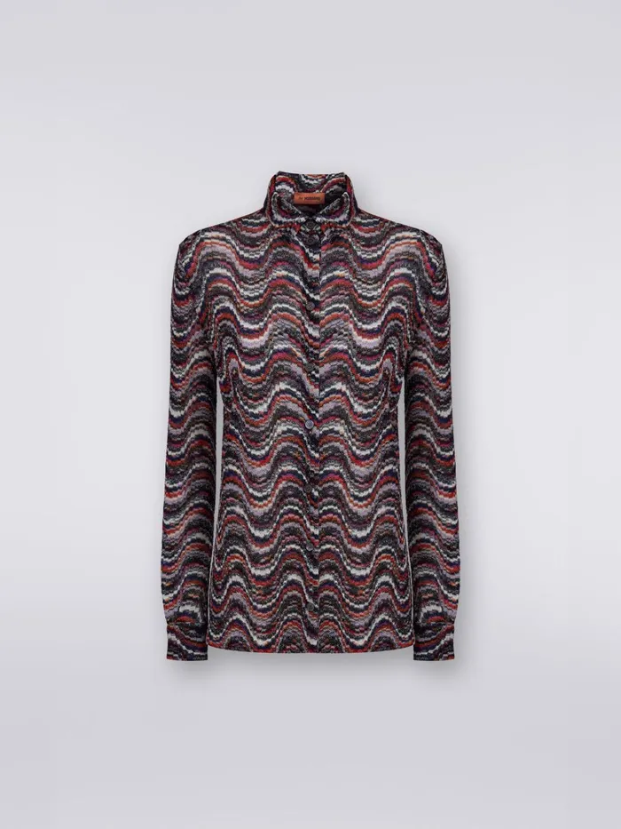 Women Wavy Viscose Shirt With Lurex Multicoloured Missoni Blouses and Shirts