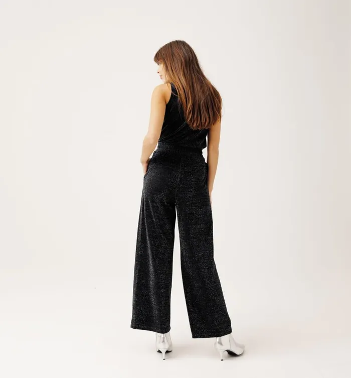 Women Wideleg Glitzy Trousers 8211 Black Promod Trousers