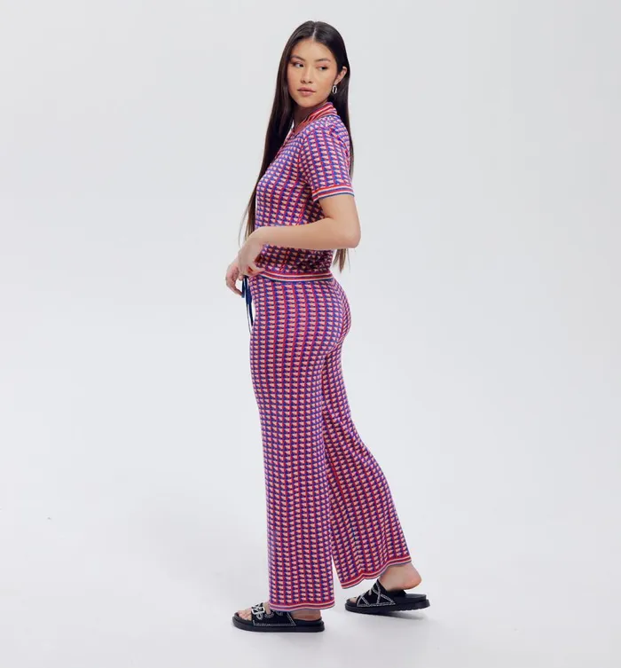 Women Wideleg Knitted Trouseers 8211 Multicolour Print Promod Trousers