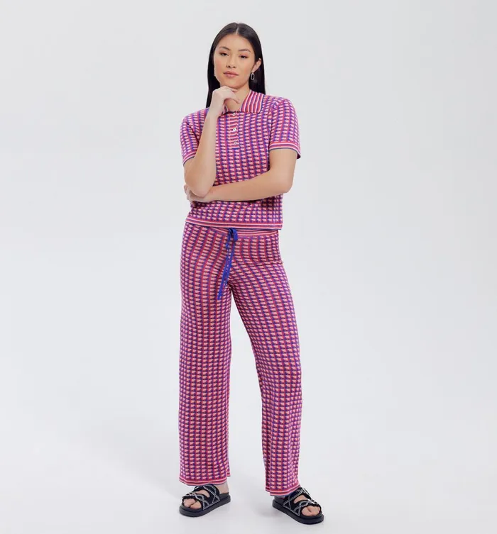 Women Wideleg Knitted Trouseers 8211 Multicolour Print Promod Trousers