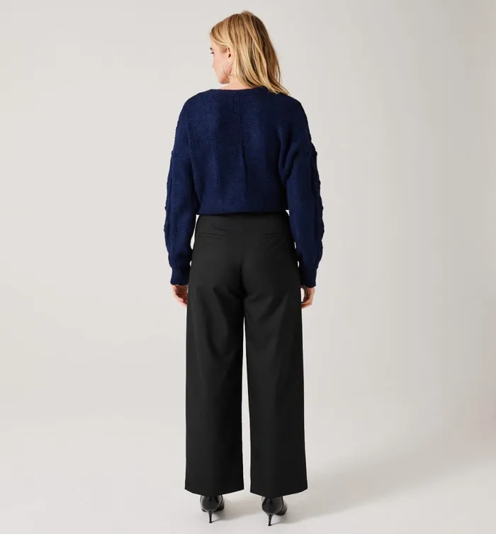 Women Wideleg Pleat Trousers 8211 Black Promod Trousers