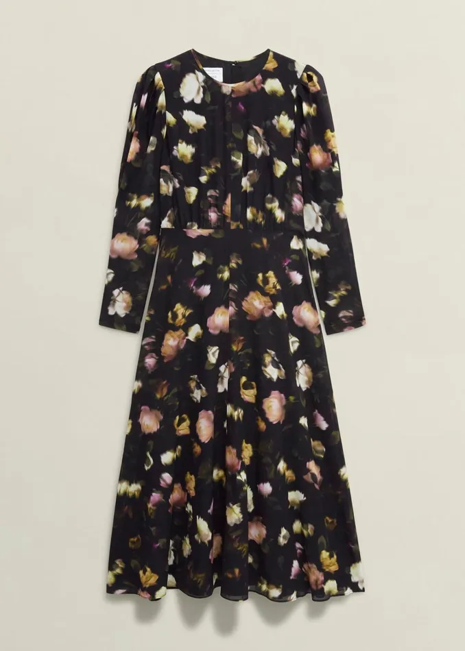 Women Windermere Silk Dress Black Multi Hobbs Dresses and Jumpsuits