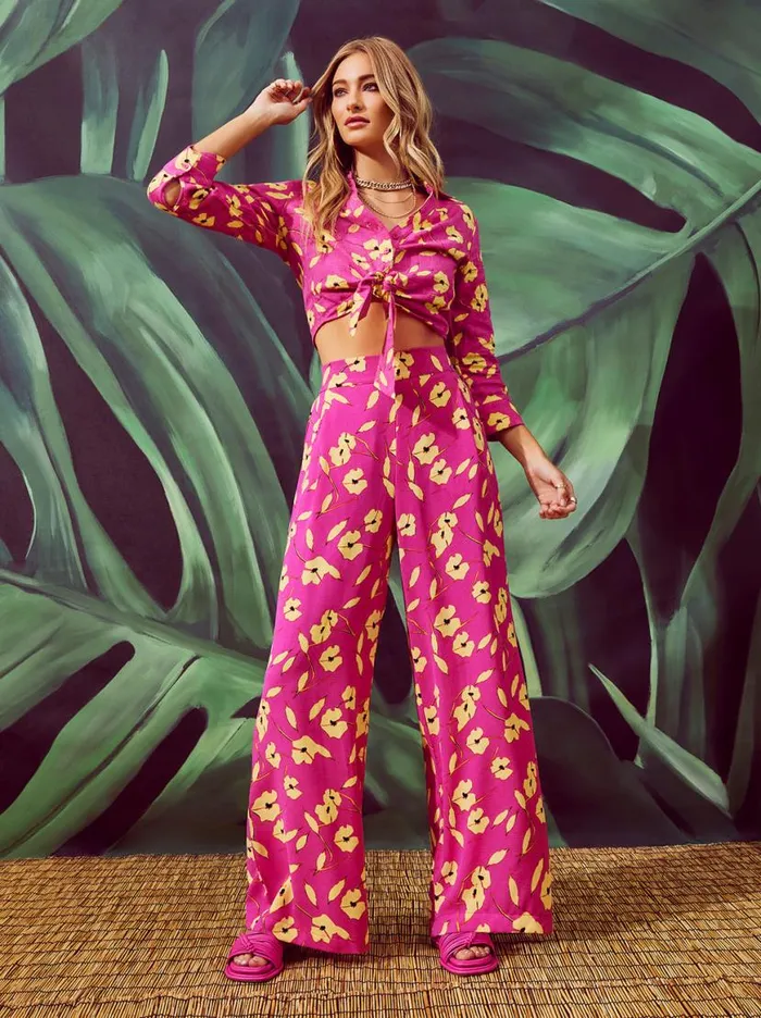 Women Winnie Wide Leg Pants In Withering Petals Jessica Simpson Bottoms