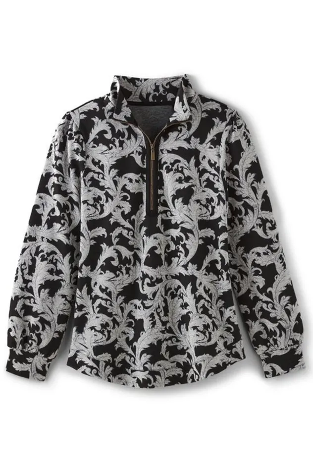Women Winona Pullover Neutral Scroll Soft Surroundings Tops Women Winona Pullover Neutral Scroll Soft Surroundings Tops