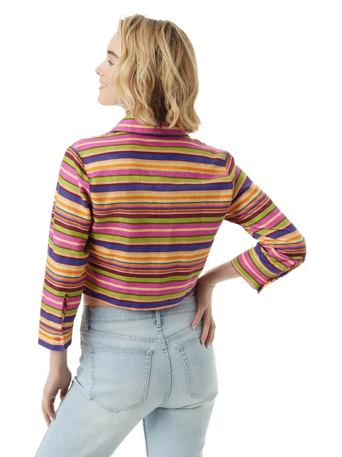 Women Wisteria Tie Front Top In Rainbow Stripe Jessica Simpson Sets