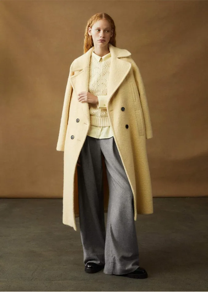 Women WoolBlend Boucl Coat Winter Citrus MEEM