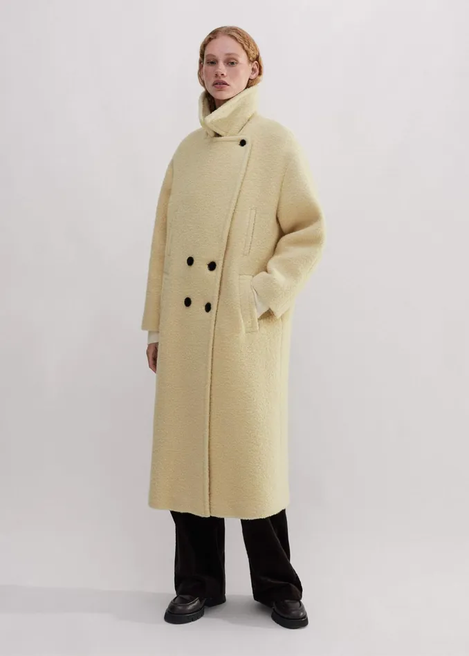 Women WoolBlend Boucl Coat Winter Citrus MEEM