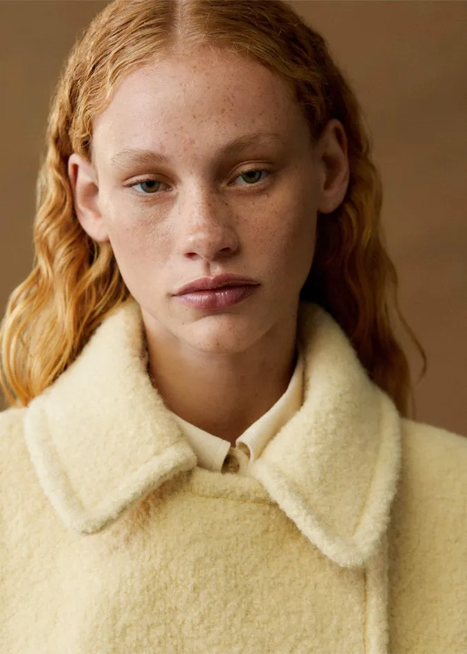 Women WoolBlend Boucl Coat Winter Citrus MEEM