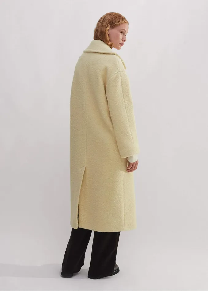 Women WoolBlend Boucl Coat Winter Citrus MEEM