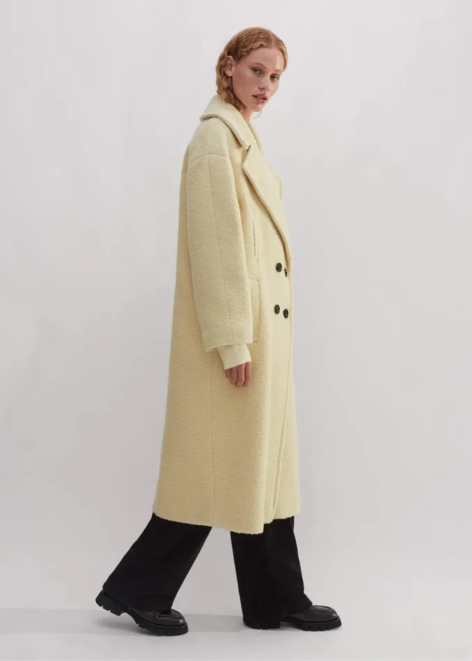 Women WoolBlend Boucl Coat Winter Citrus MEEM