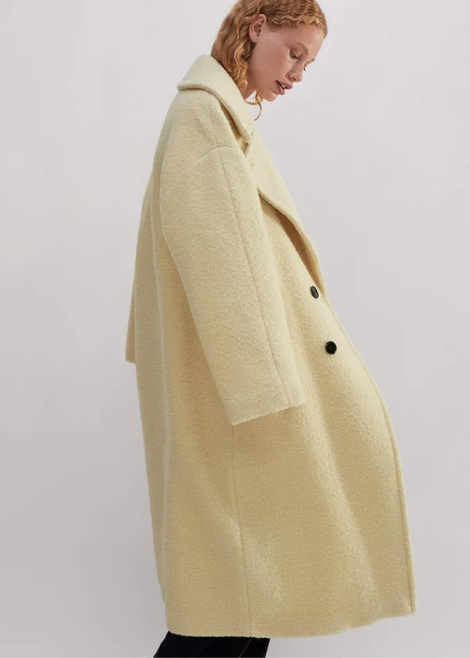 Women WoolBlend Boucl Coat Winter Citrus MEEM