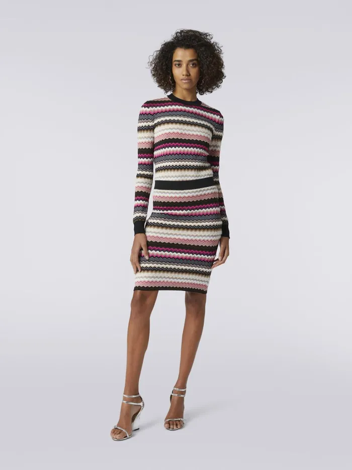 Women Wool Blend Chevron Knit Skirt Multicoloured Missoni Skirts Women Wool Blend Chevron Knit Skirt Multicoloured Missoni Skirts