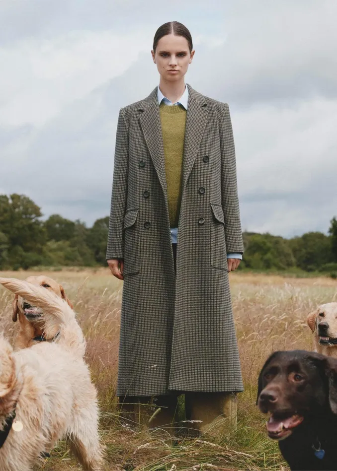Women WoolBlend Tomboy Heritage Coat Check MEEM