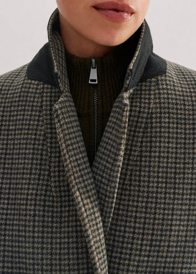 Women WoolBlend Tomboy Heritage Coat Check MEEM