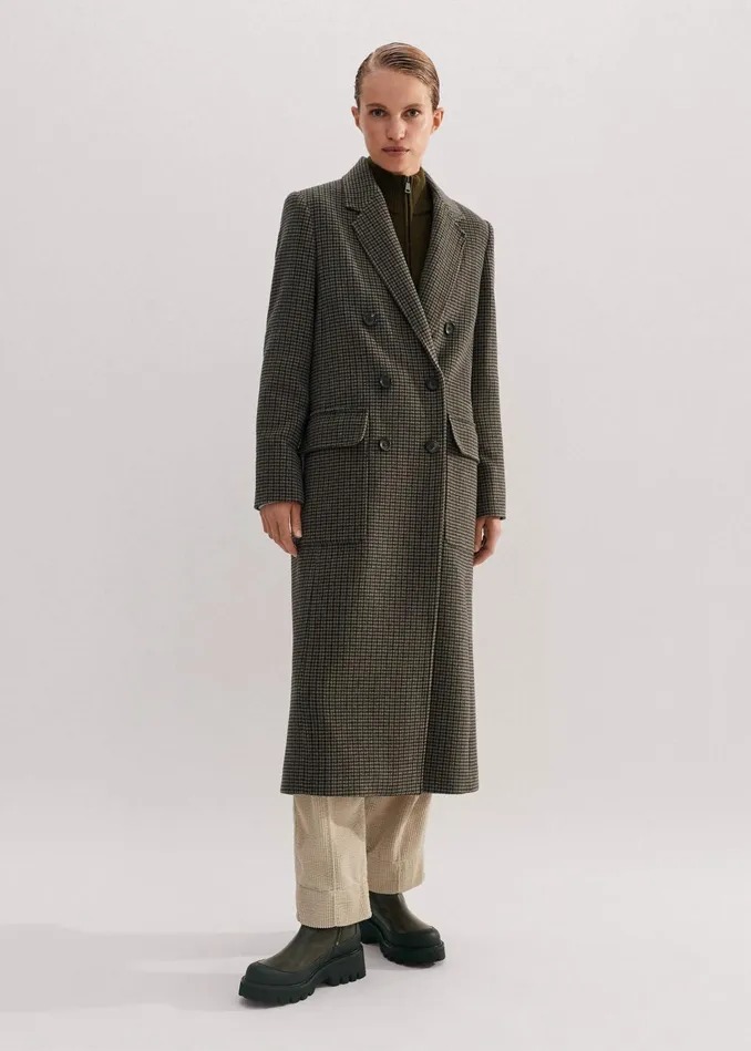 Women WoolBlend Tomboy Heritage Coat Check MEEM