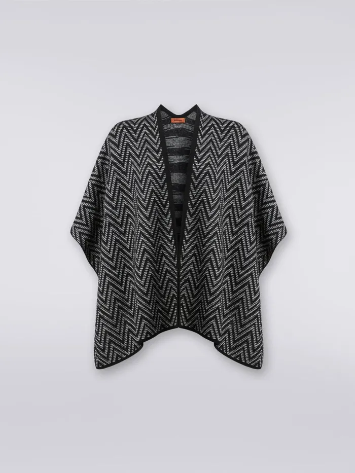 Women Wool Chevron Cape Multicoloured Missoni Coats and Jackets