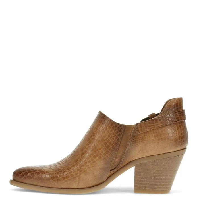 Women Yanah Block Heel Ankle Bootie Dark Almond Baretraps Booties