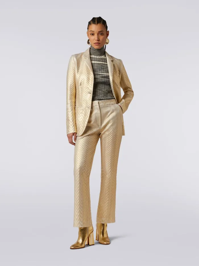 Women Zigzag Cotton And Viscose Flared Trousers Gold Missoni Trousers Women Zigzag Cotton And Viscose Flared Trousers Gold Missoni Trousers