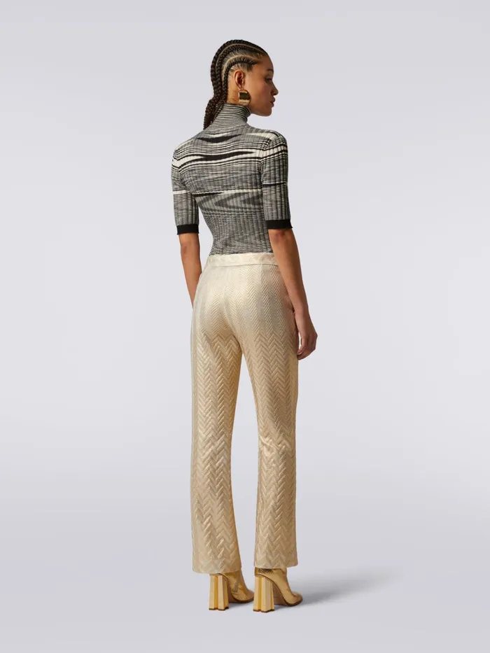 Women Zigzag Cotton And Viscose Flared Trousers Gold Missoni Trousers Women Zigzag Cotton And Viscose Flared Trousers Gold Missoni Trousers