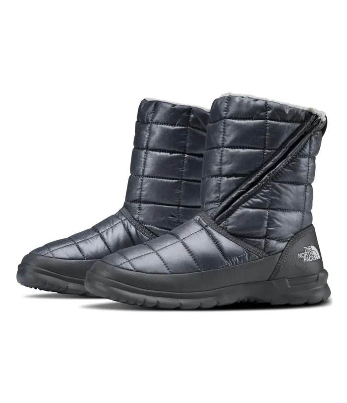 Womens The North Face Boots Thermoball Eco Microbaffle Bootie Zip Zinc Greymicro Chip Grey