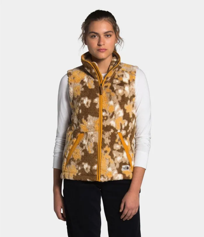 Womens The North Face Fleece Campshire Vest 20 Hawthorne Khaki Abstract Ikat Flc Print