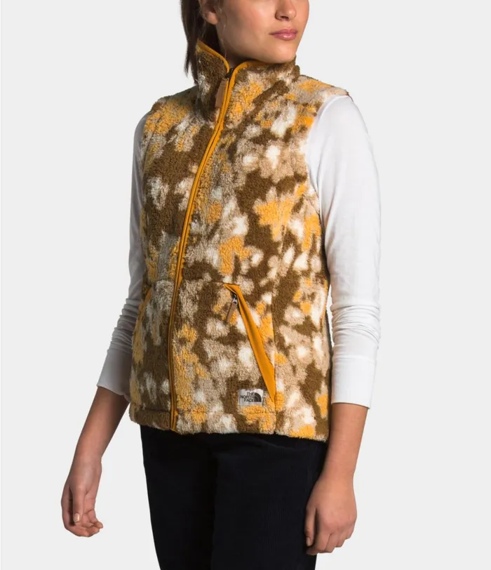 Womens The North Face Fleece Campshire Vest 20 Hawthorne Khaki Abstract Ikat Flc Print