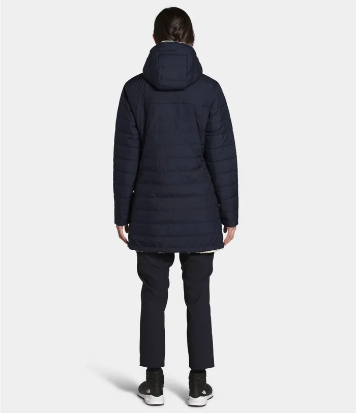 Womens The North Face Insulated and Down Jackets Mossbud Insulated Reversible Parka Aviator Navyvintage White