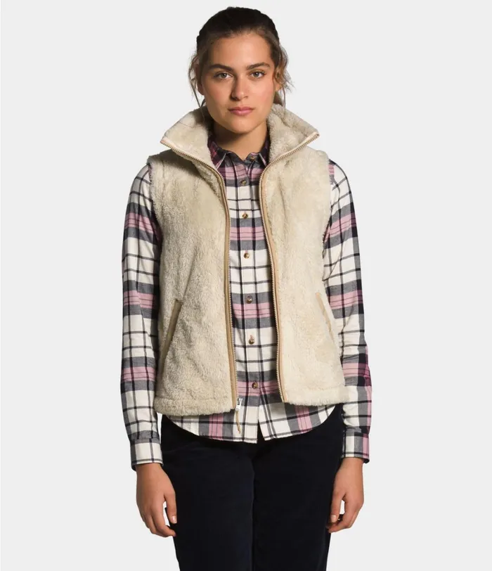 Womens The North Face Vests Furry Fleece Vest Bleached Sandhawthorne Khaki