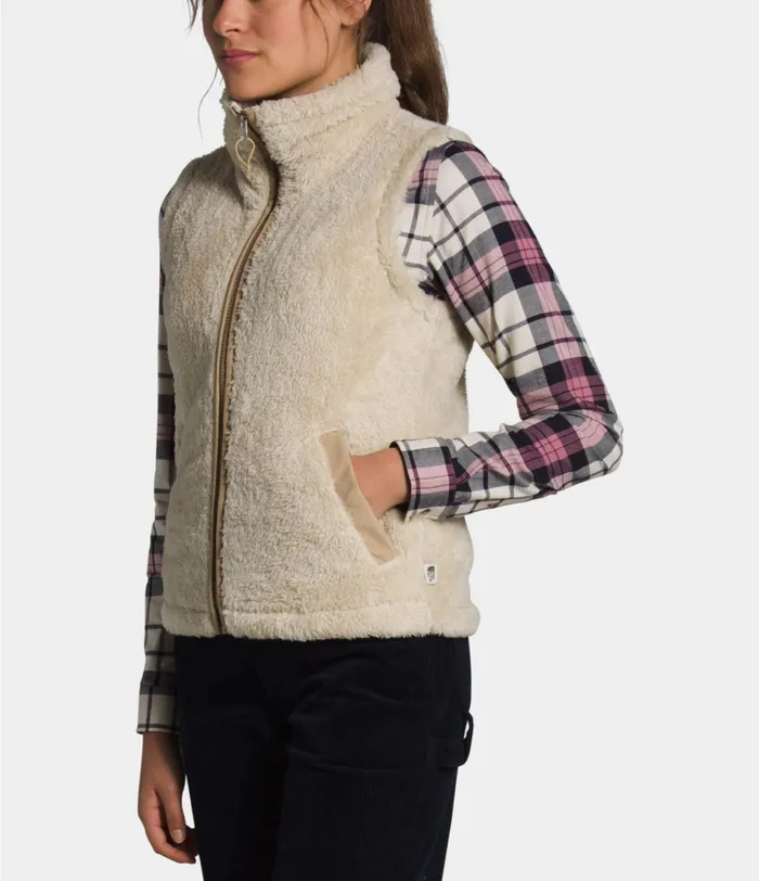 Womens The North Face Vests Furry Fleece Vest Bleached Sandhawthorne Khaki