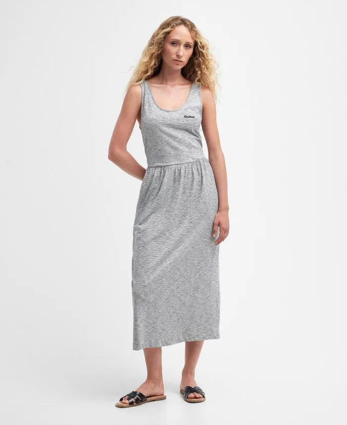 Woodford Midi Dress Pink Lavender Stripe Women Barbour Dresses and Skirts