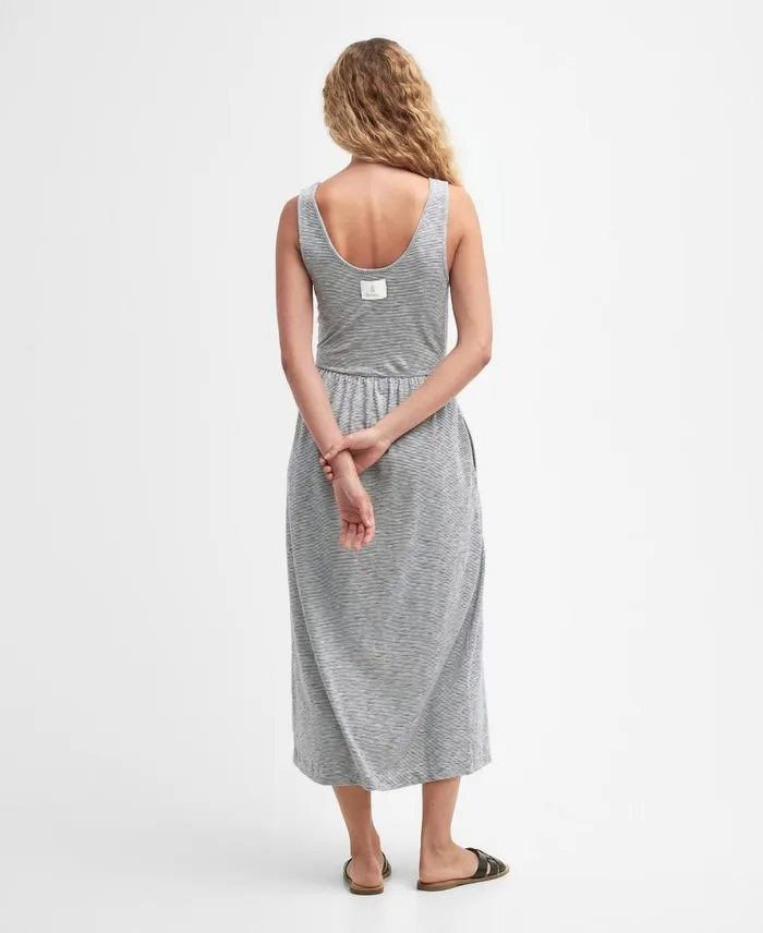 Woodford Midi Dress Pink Lavender Stripe Women Barbour Dresses and Skirts