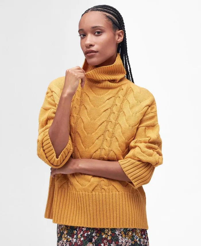 Woodlane Knitted Jumper Harvest Gold Women Barbour Jumpers